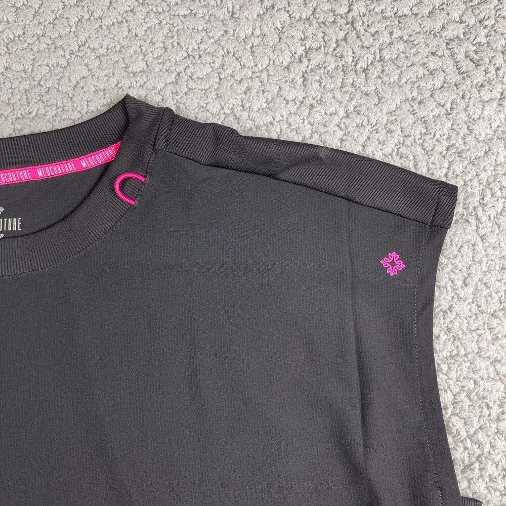 Medcouture Scrub Top Sleeveless Womens XL Black Nursing Medical Zip Pockets - Picture 3 of 11